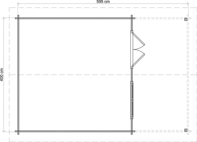 Planritning för Vykra Attefallshus Arvidsjaur 24kvm med tydlig layout och exakta mått
