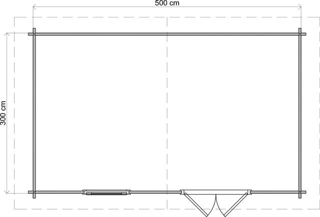 Friggebod Oskarshamn - 5x3m (15 kvm) - Obehandlat – Teknisk ritning som visar yttermått och form.