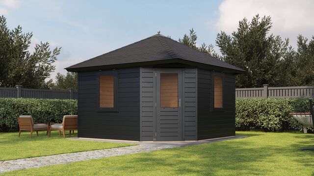 Lusthus Lerum - 3,6x3,6m (13 kvm) - Svartbetsad