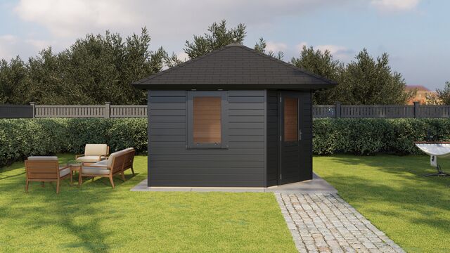 Lusthus Lerum - 3,6x3,6m (13 kvm) - Svartbetsad