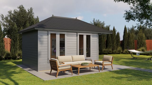 Lusthus Partille - 4,8x3m (14,4 kvm) - Gråbetsad