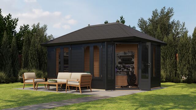 Lusthus Partille - 4,8x3m (14,4 kvm) - Svartbetsad