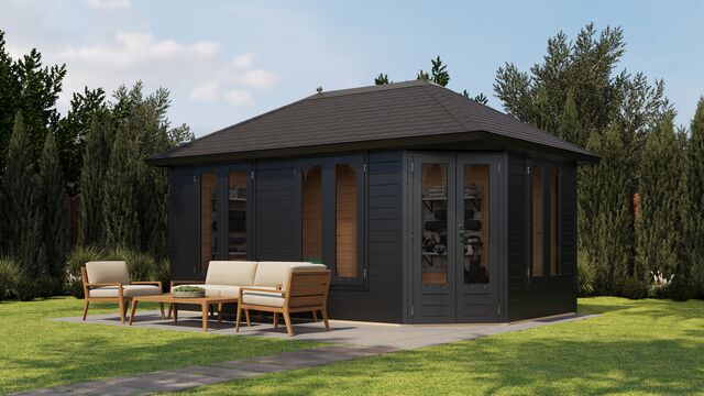 Lusthus Partille - 4,8x3m (14,4 kvm) - Svartbetsad