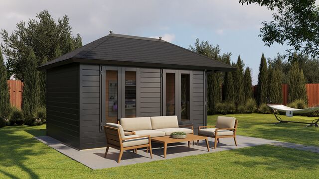 Lusthus Partille - 4,8x3m (14,4 kvm) - Svartbetsad