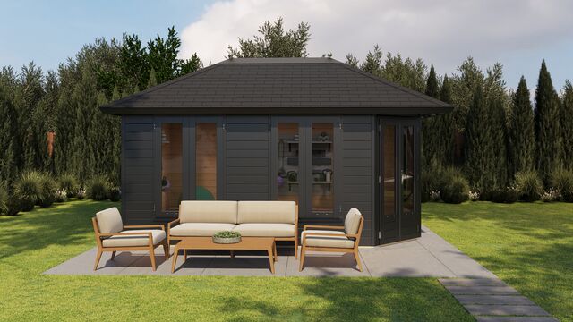 Lusthus Partille - 4,8x3m (14,4 kvm) - Svartbetsad