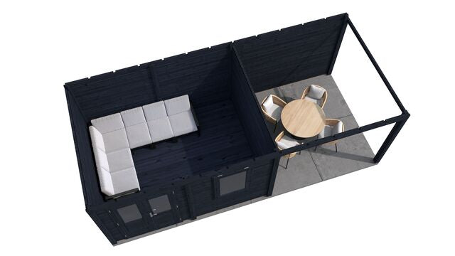 Trädgårdshus Täby - 6,9x3m (20,7 kvm) - Svartoljat