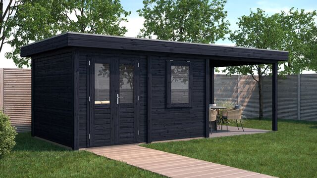 Trädgårdshus Täby - 6,9x3m (20,7 kvm) - Svartoljat
