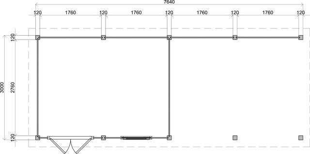 Trädgårdshus Växjö - 7,9x3m (23,7 kvm) - Svartoljat