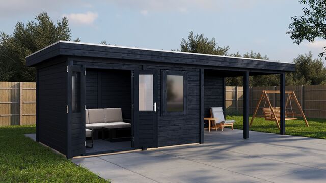 Trädgårdshus Växjö - 7,9x3m (23,7 kvm) - Svartoljat