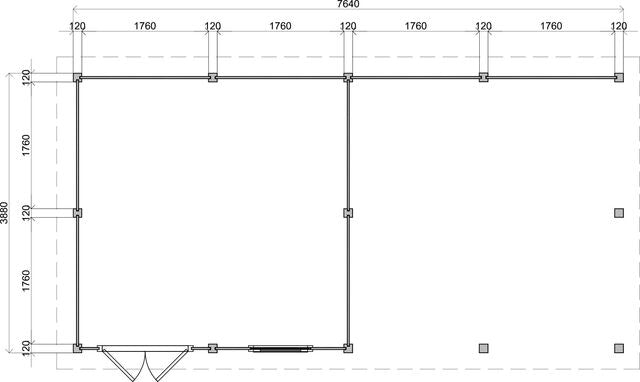 Trädgårdshus Luleå - 7,9x3,9m (30,81 kvm) - Svartoljat