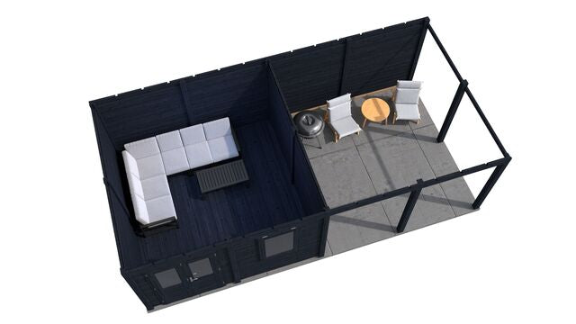 Trädgårdshus Luleå - 7,9x3,9m (30,81 kvm) - Svartoljat