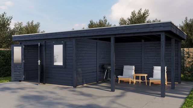 Trädgårdshus Luleå - 7,9x3,9m (30,81 kvm) - Svartoljat