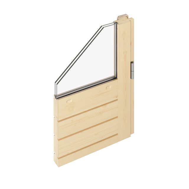 Detaljbild på förråd Göteborg 2,5×2 m från Vykra – dörrsektion med isolerande dubbelglas