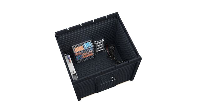 Överblick över förråd Göteborg 2,5×2 m från Vykra – kompakt design i svartoljat trä