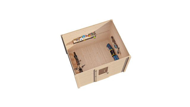 Överblick över förråd Linköping 3×2,5 m från Vykra – sett uppifrån med tydlig planlösning