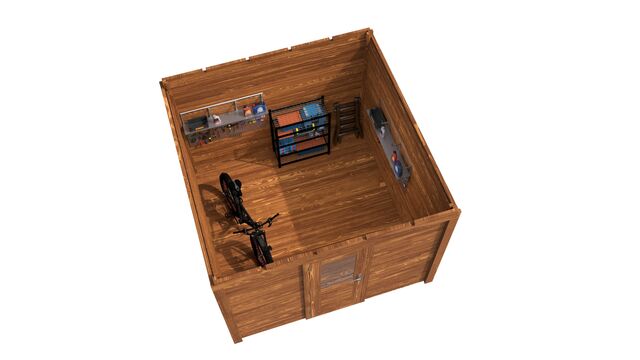 Överblick över förråd Norrköping 3×3 m från Vykra – kompakt layout i trä