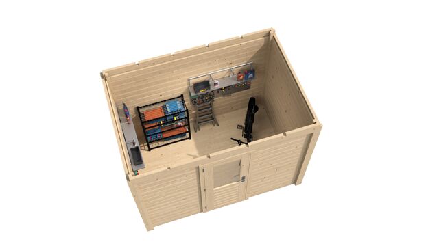 Överblick över förråd Örebro 3×2 m från Vykra – sett uppifrån med tydlig planlösning