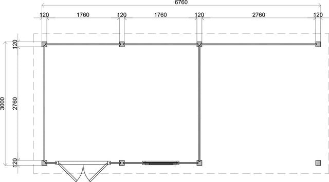 Trädgårdshus Täby - 6,9x3m (20,7 kvm) - Obehandlat